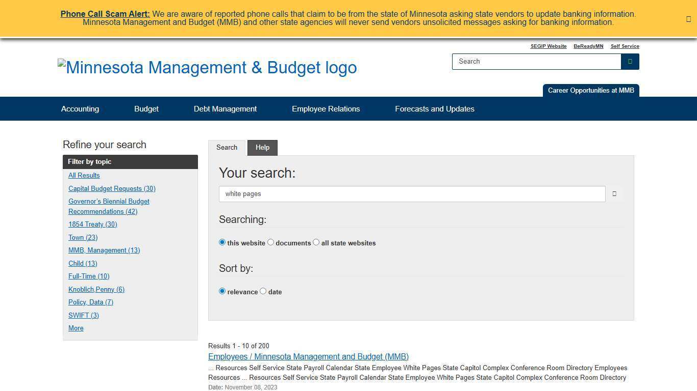 Search Page / Minnesota Management and Budget (MMB)